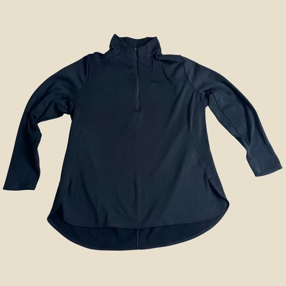 Nike Dri-FIT Womens Quarter Zip Pullover Black Long Sleeve Active Top XL